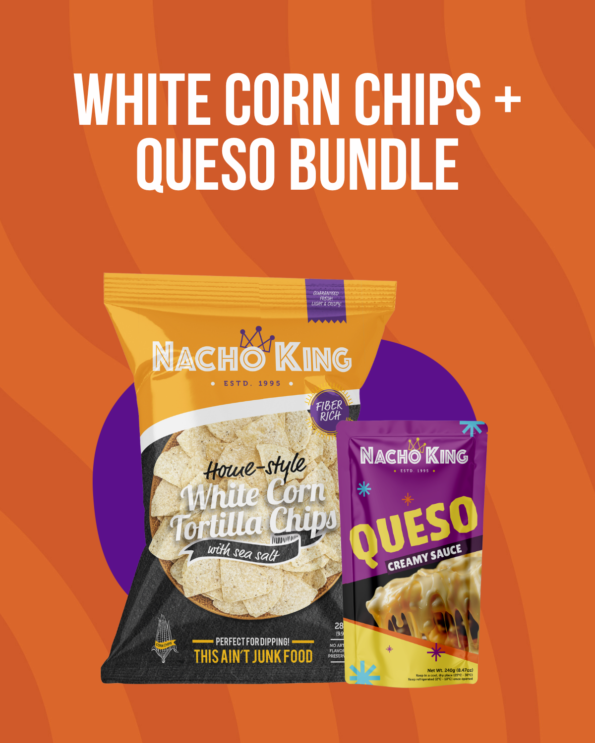 White Corn Chips 283g + Queso Creamy Sauce Pouch 240g Bundle (Save Php40)